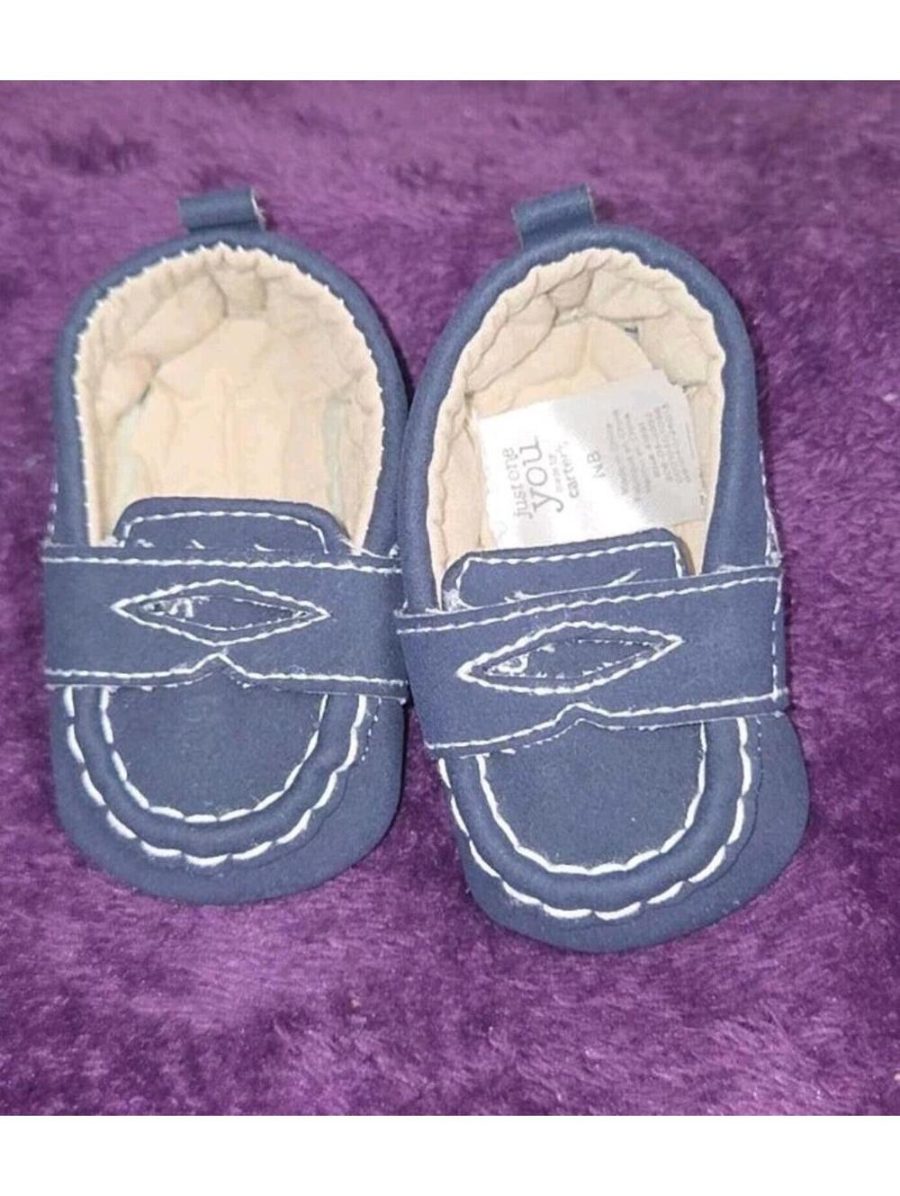 Carter's Child of Mine Newborn Boy Shoes Blue Canvas